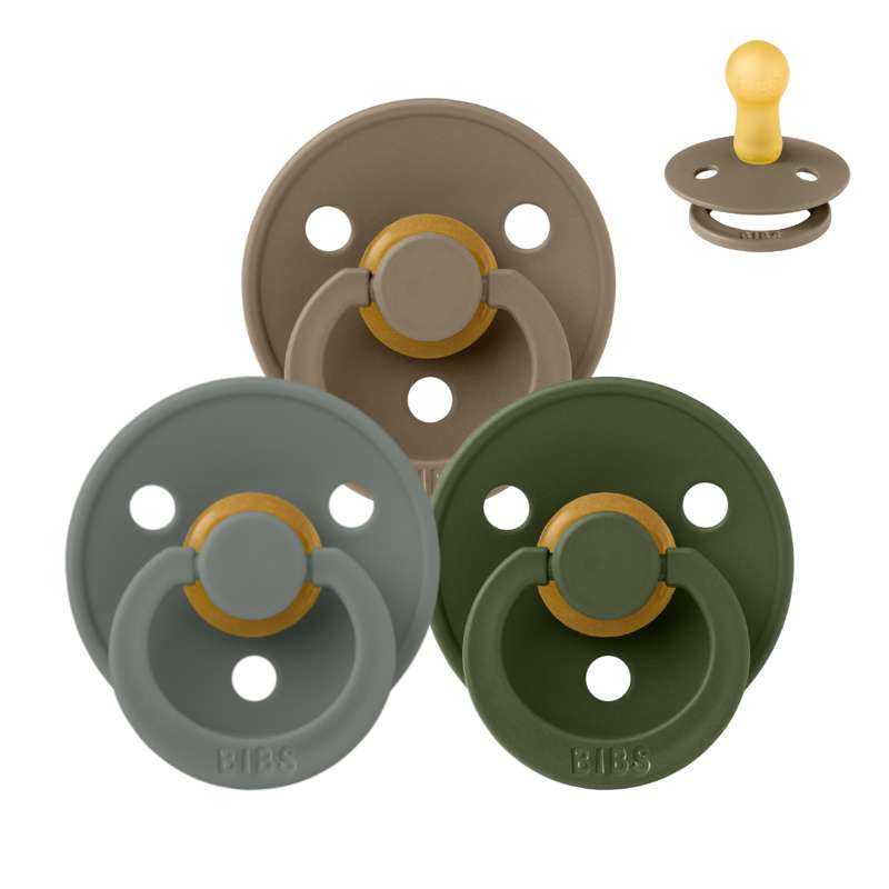 BIBS Round Colour Pacifier - Bundle - 3 pcs. - Size 2 - Forest Floor
