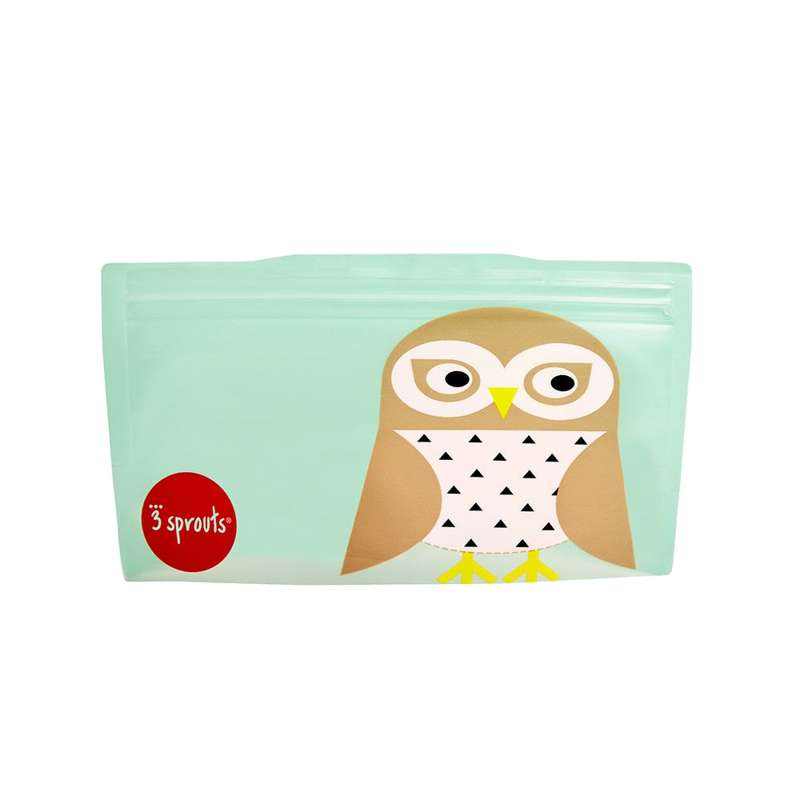 3 Sprouts Reusable Snack Bags - 2 pcs. - Owl - Mint