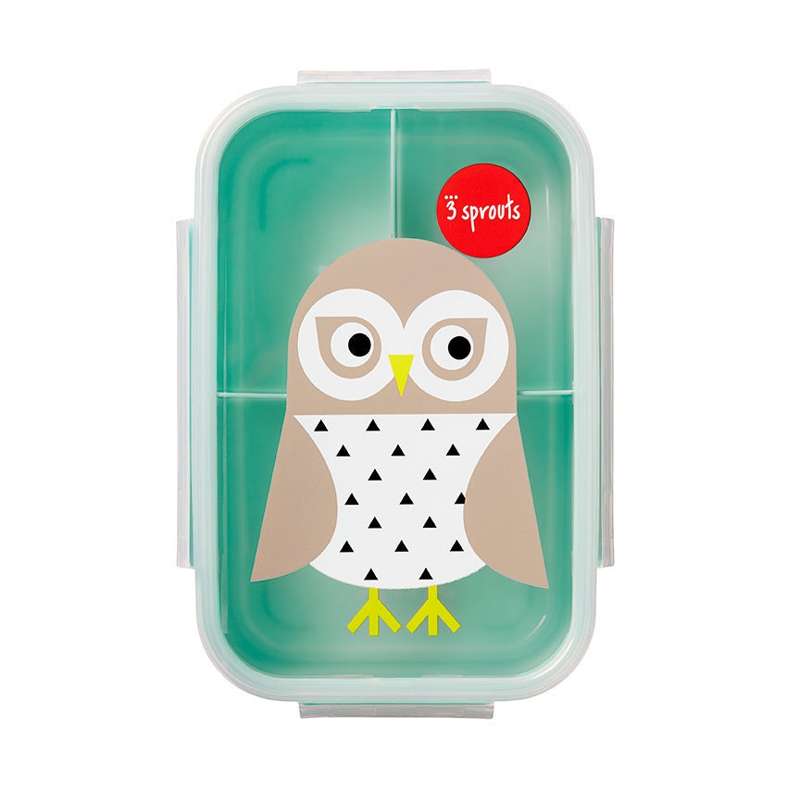 3 Sprouts Divided Lunch Box - Owl - Mint