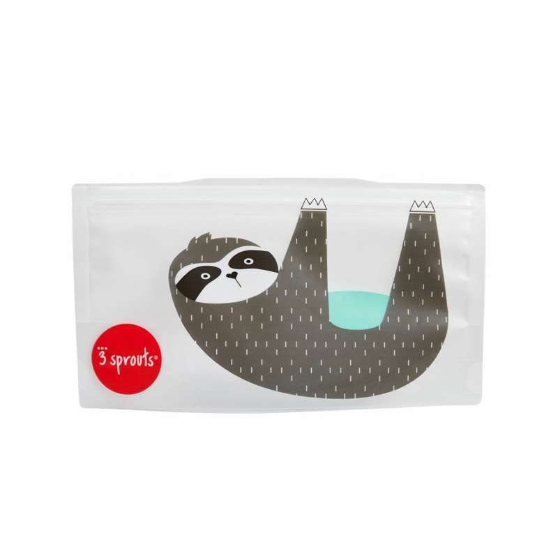 3 Sprouts Reusable Snack Bags - 2 pcs. - Sloth - Light Gray