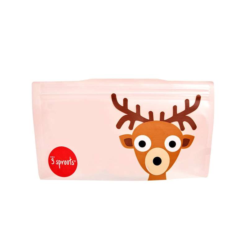 3 Sprouts Reusable Snack Bags - 2 pcs. - Deer - Pink