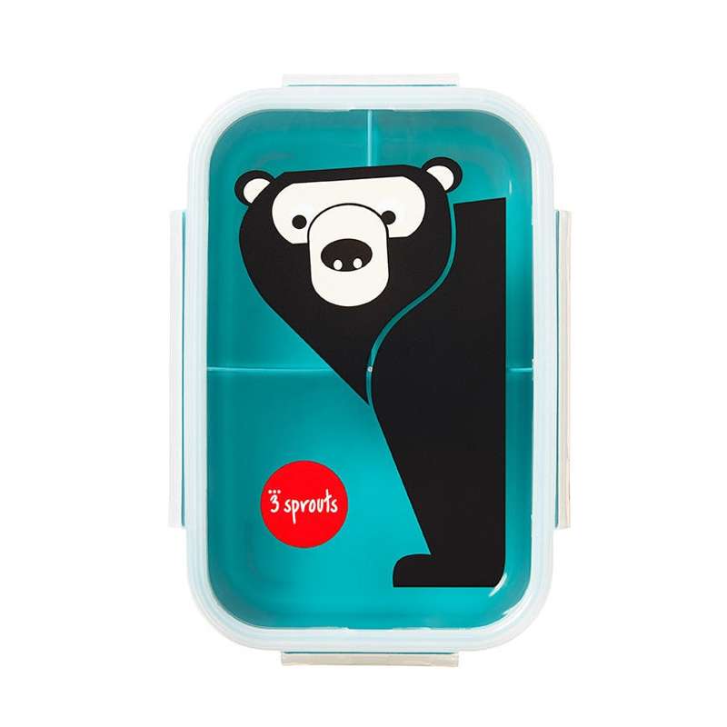 3 Sprouts Divided Lunch Box - Bear - Petroleum