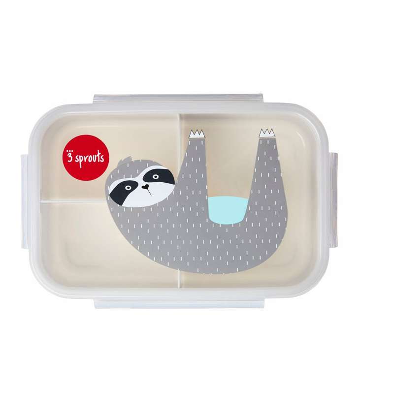 3 Sprouts Divided Lunch Box - Sloth - Light Gray