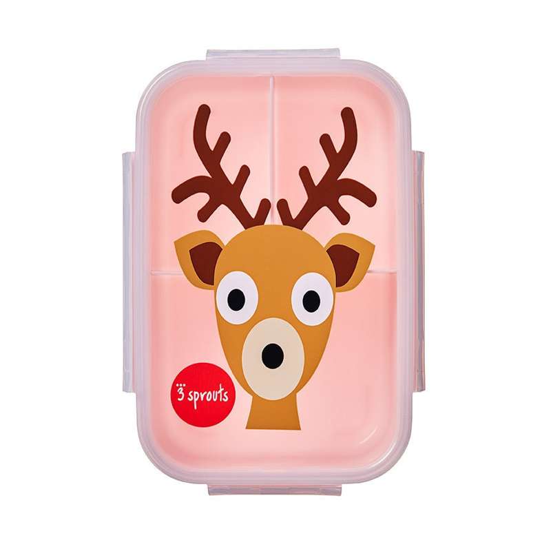 3 Sprouts Divided Lunch Box - Deer - Pink
