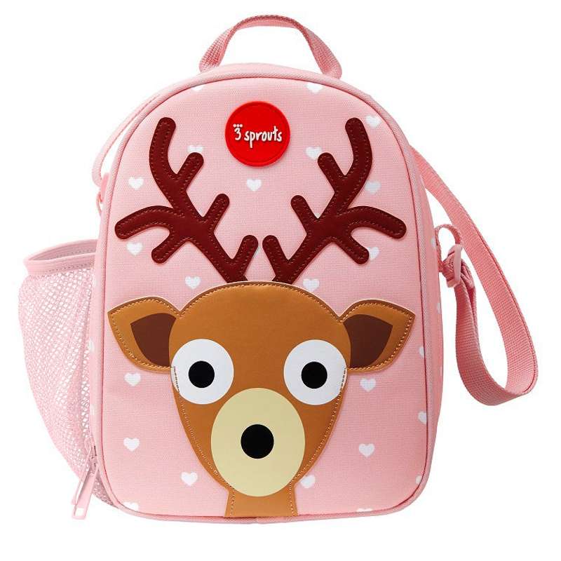 3 Sprouts Shoulder Bag with Thermal Effect for Lunch - Deer - Pink
