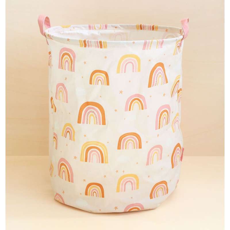 A Little Lovely Company Storage Basket - Rainbows - Peach