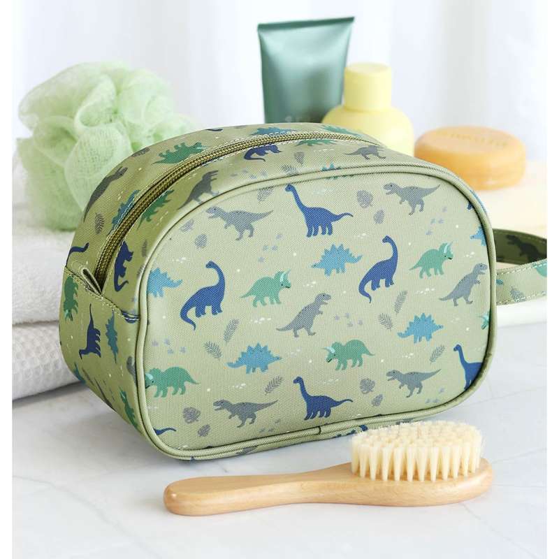 A Little Lovely Company Toiletry Bag - Dinosaur - Olive