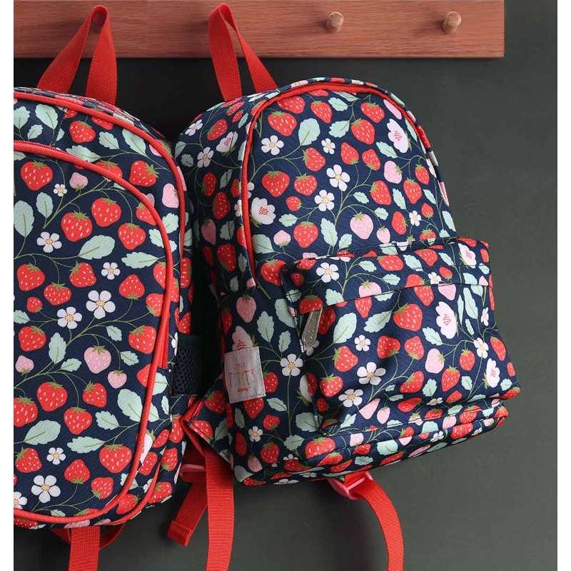 A Little Lovely Company Children's Backpack - Strawberries - Blue/Red