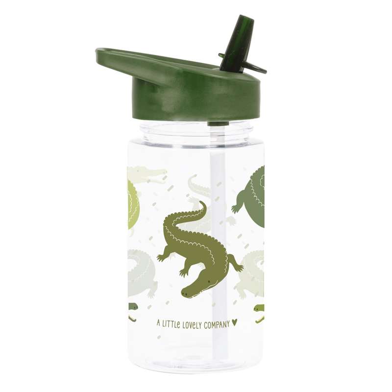 A Little Lovely Company Water Bottle - Crocodiles - Green