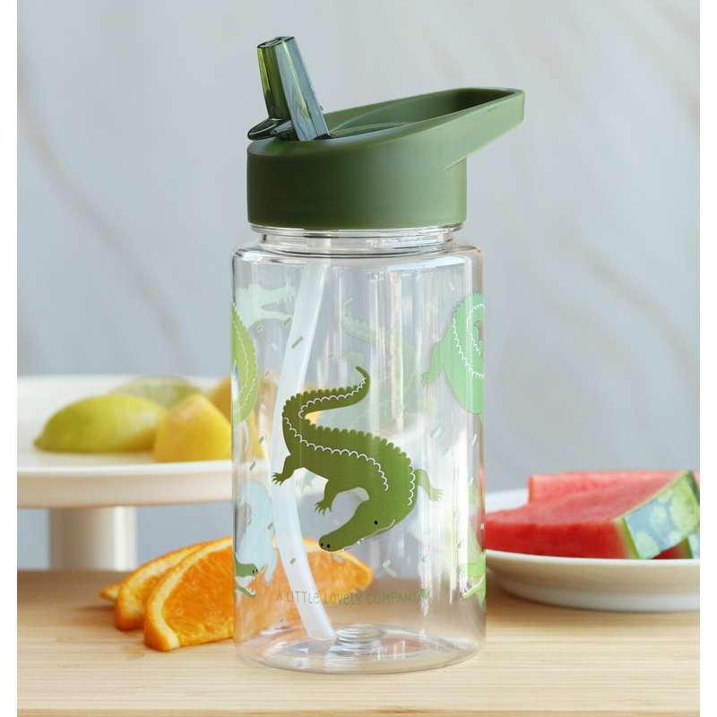 A Little Lovely Company Water Bottle - Crocodiles - Green