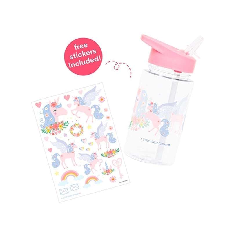 A Little Lovely Company Water Bottle - Unicorn - Pink