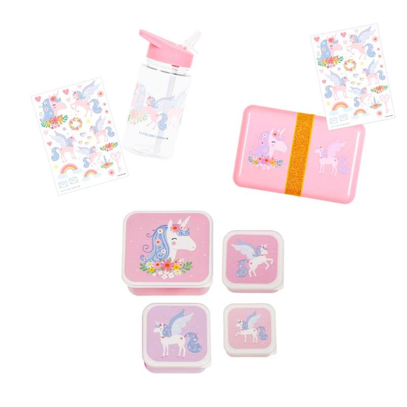 A Little Lovely Company Lunchbox Set - Small - Unicorn - Pink
