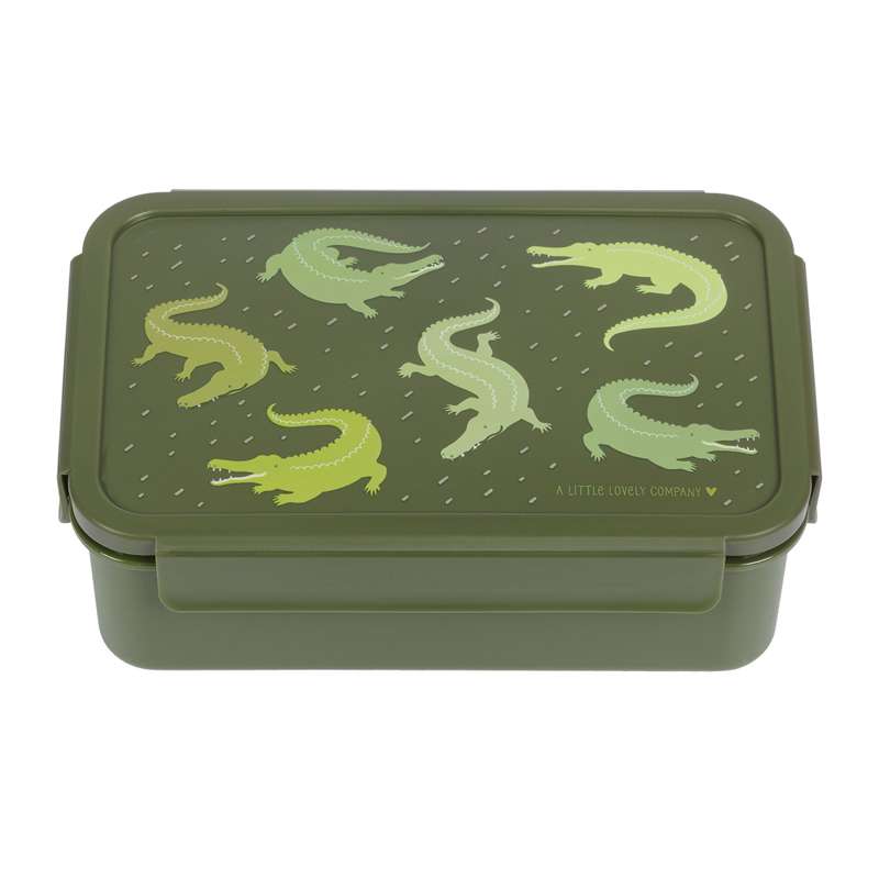 A Little Lovely Company Remindable Bento Lunch Box - Crocodiles - Green