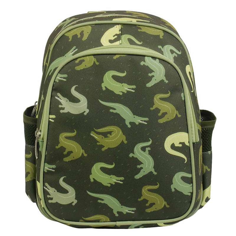 A Little Lovely Company Backpack with Cooler Pocket - Crocodiles - Green