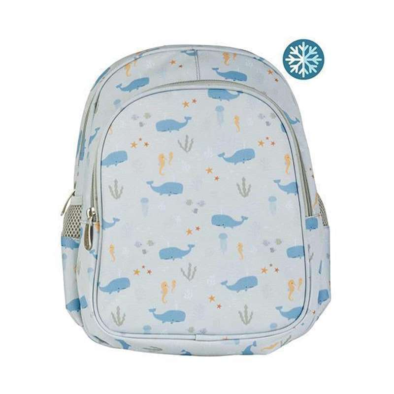A Little Lovely Company Backpack with Cooler Pocket - Ocean - Light Blue