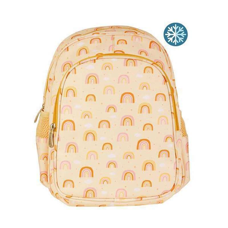 A Little Lovely Company Backpack with Cooler Pocket - Rainbows - Peach