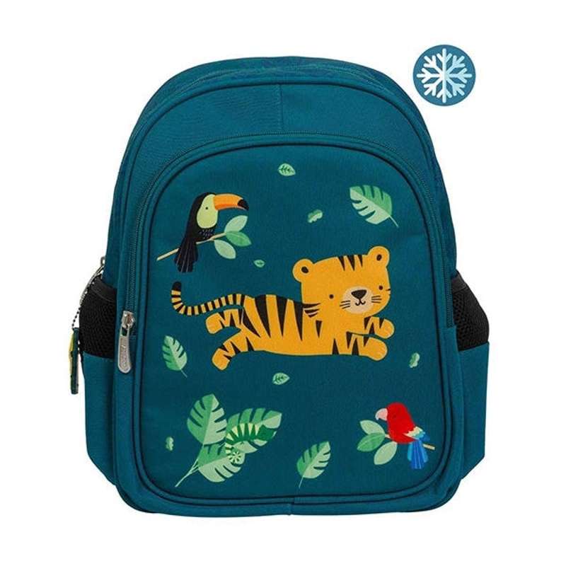 A Little Lovely Company Backpack with Cooler Pocket - Tiger - Green