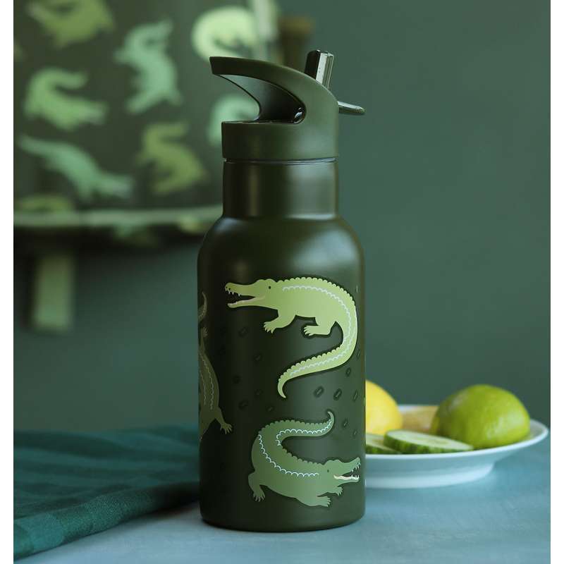 A Little Lovely Company Thermos Flask - 350 ml. - Crocodiles - Green