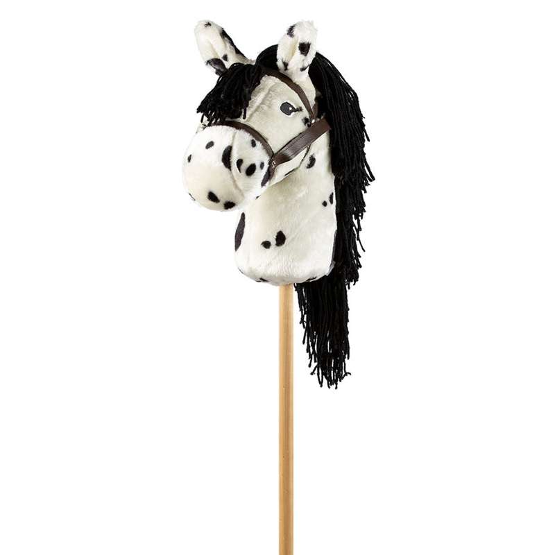 By Astrup Hobby Horse - White with Spots and Black Mane - 68 cm.