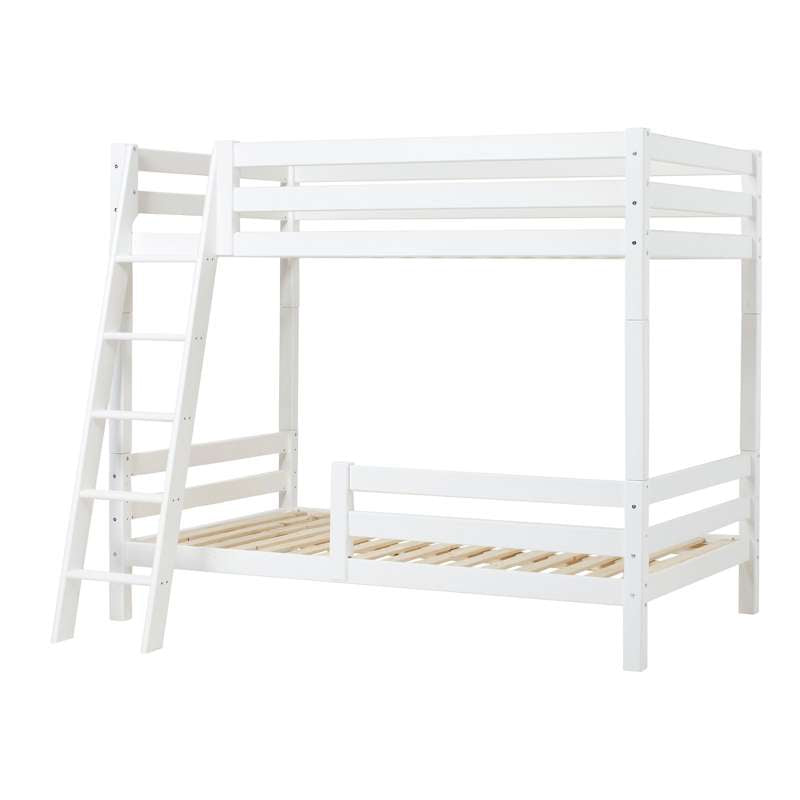 Hoppekids ECO Luxury High Loft Bed 120x200 cm with two bed rails and slanted ladder, White