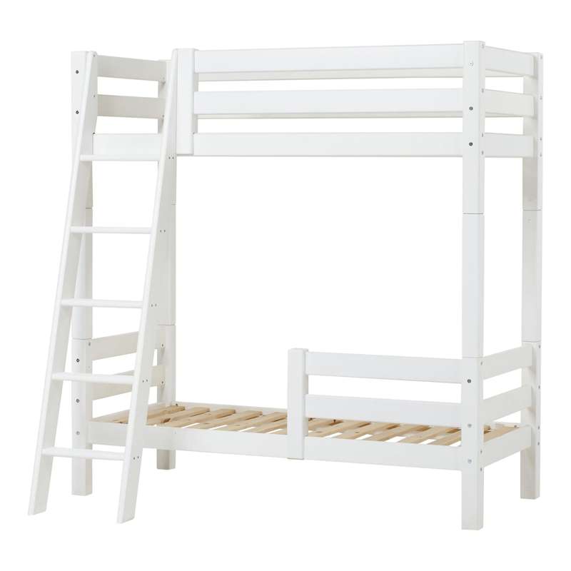Hoppekids ECO Luxury High Loft Bed 70x160 cm with two bed rails and slanted ladder, White
