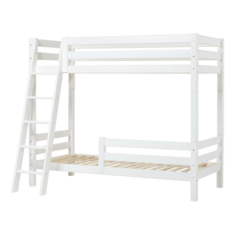 Hoppekids ECO Luxury High Loft Bed 90x200 cm with two bed rails and slanted ladder, White