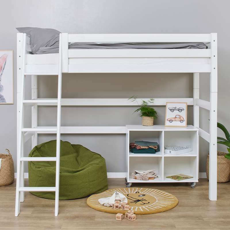 Hoppekids ECO Luxury High bed 90x200cm with sloping ladder - White