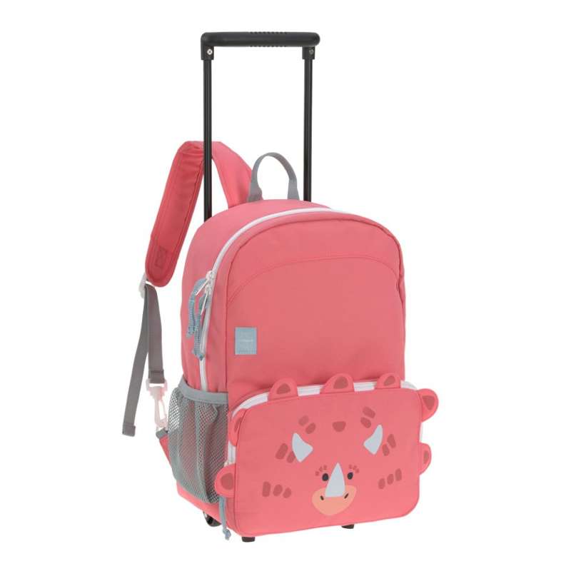Lässig Children's Bag with Detachable Wheel Frame - Dino - Pink