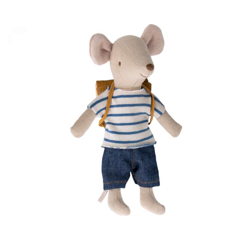 Maileg Clothes for Big Brother Mouse - Shirt, Shorts, and Backpack (Blue)