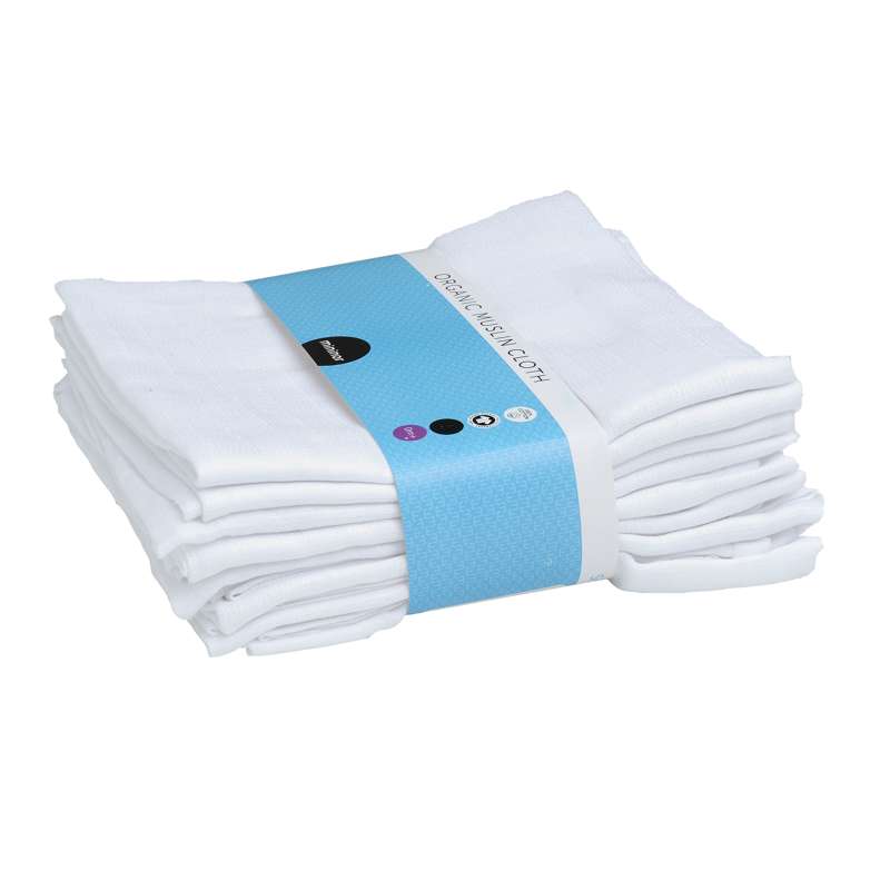 Mininor Cloth Diapers - White (8-pack) Organic