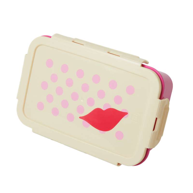 RICE Lunchbox with 3 Removable Compartments - Kiss Print - Fuchsia