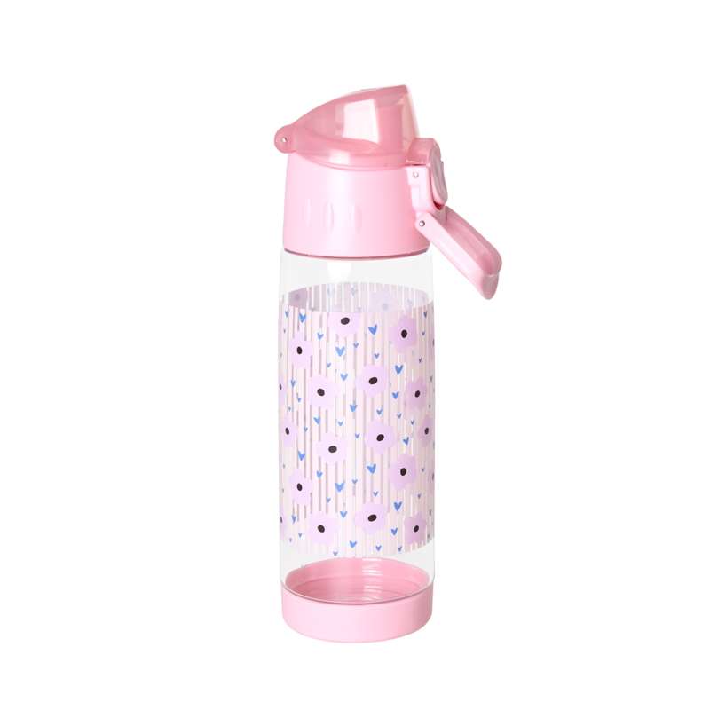 RICE Drinking bottle with Straw function - Flower - 500 ml. - Pink