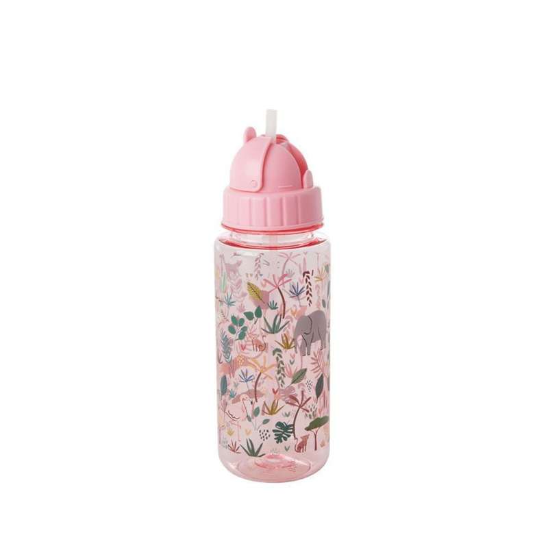 RICE Drinking bottle with Straw function - Pink Jungle - 500 ml.