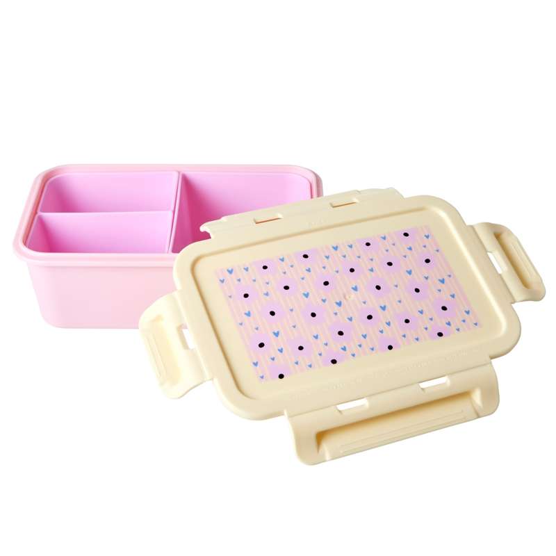 RICE Lunchbox with 3 Removable Compartments - Flower - Pink