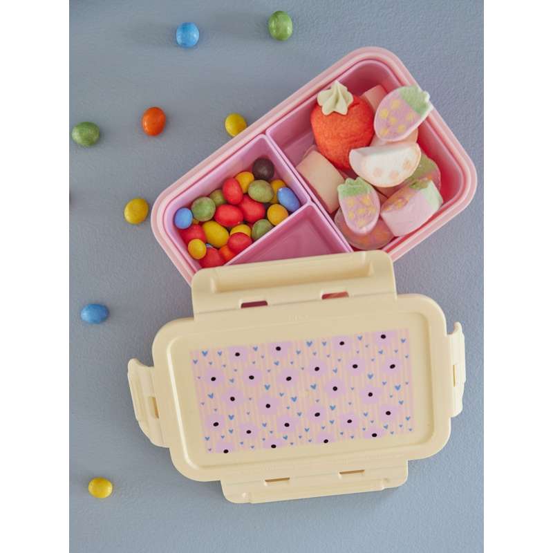 RICE Lunchbox with 3 Removable Compartments - Flower - Pink