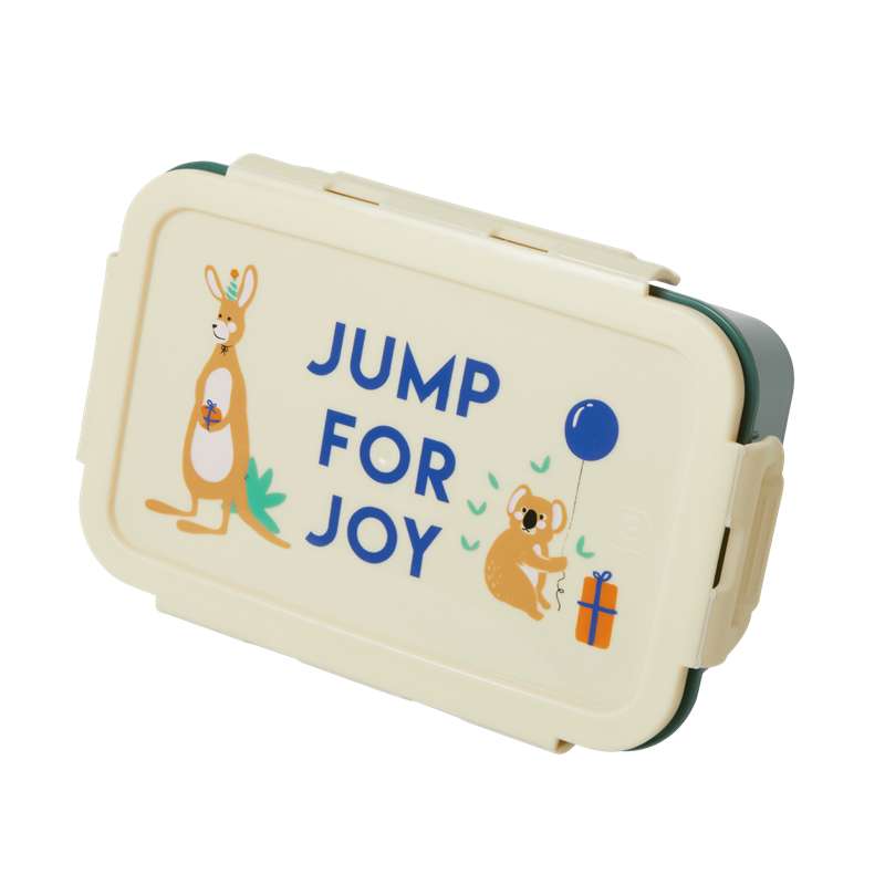 RICE Lunchbox with 3 Removable Compartments - Party Animal - Green