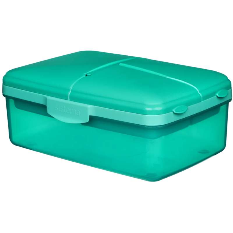 Sistema Lunchbox - Slimline Quaddie - Compartmentalized with Water Bottle - 1.5L - Minty Teal