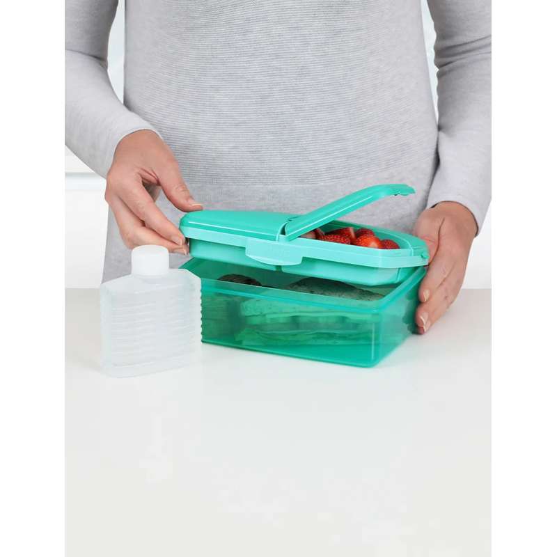 Sistema Lunchbox - Slimline Quaddie - Compartmentalized with Water Bottle - 1.5L - Minty Teal