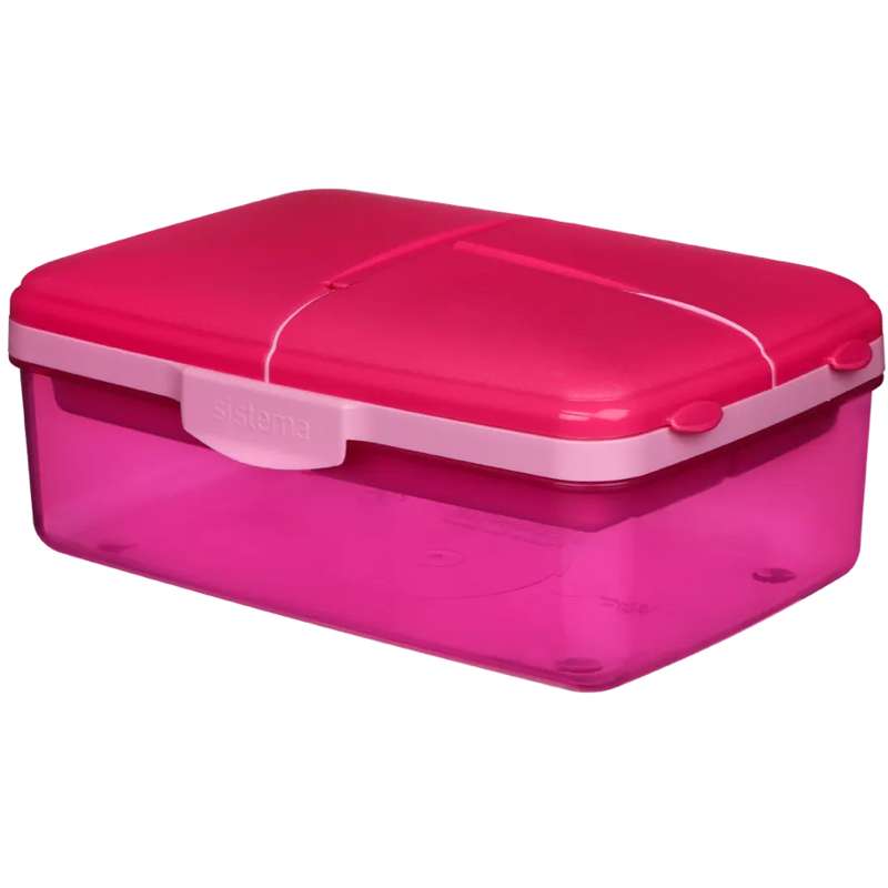 Sistema Lunchbox - Slimline Quaddie - Compartmentalized with Water Bottle - 1.5L - Pink