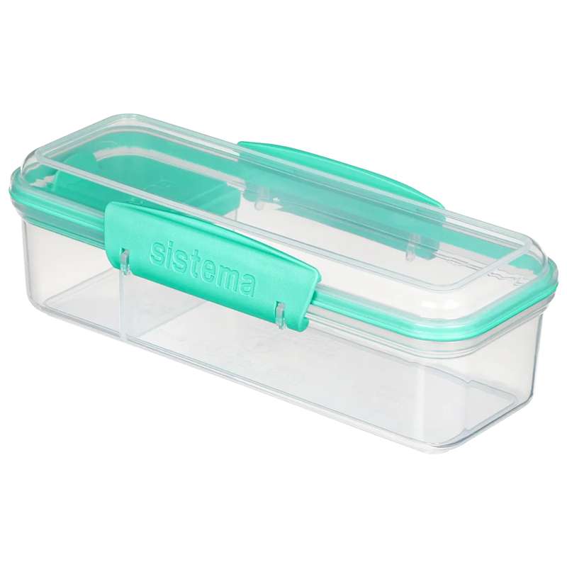 Snack Box System - Snack Attack Lunch - 2 Compartments - 410 ml. - Clear/Minty Teal