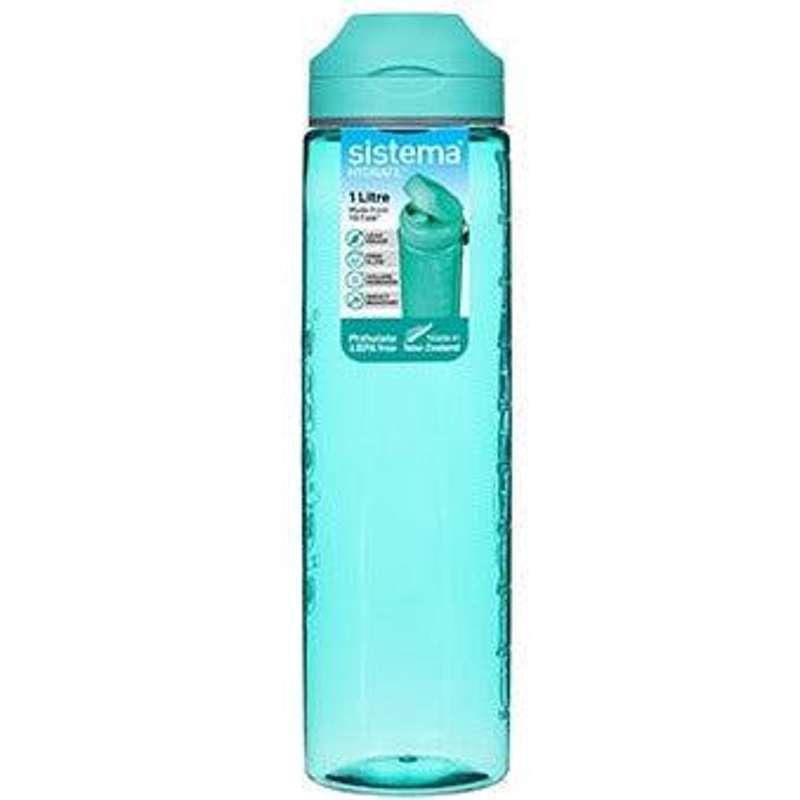 Sistema Water Bottle - Tritan Flip Top with Measurement Unit - 1L - Minty Teal