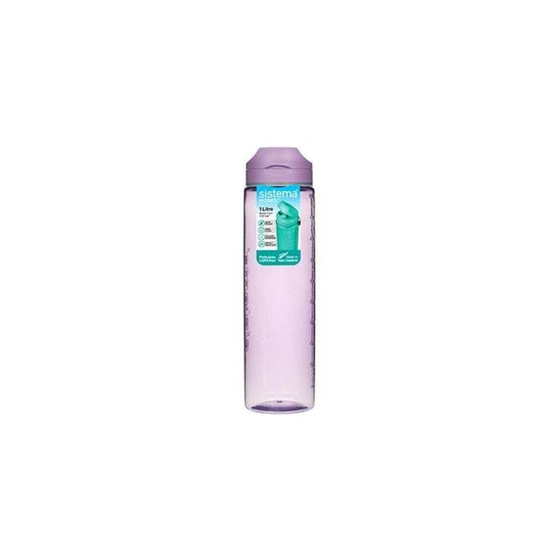 Sistema Water Bottle - Tritan Flip Top with Measurement Unit - 1L - Misty Purple