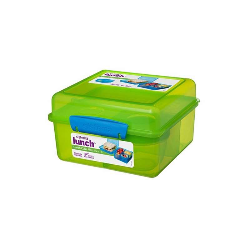 Sistema Lunch Box - Lunch Cube Max - Divided into 2 Layers with Container - 2L - Green