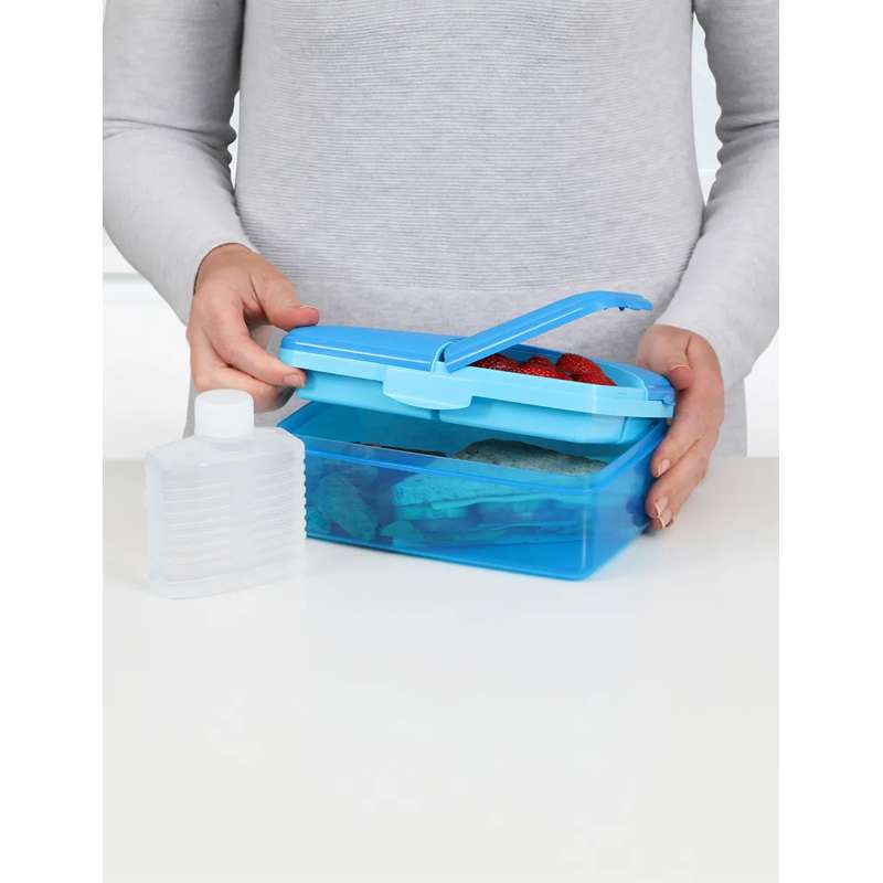 Sistema Lunchbox - Slimline Quaddie - Compartmentalized with Water Bottle - 1.5L - Blue