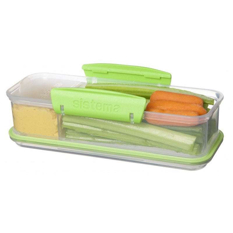 Snack Box System - Snack Attack Lunch - 2 Compartments - 410 ml - Clear/Green