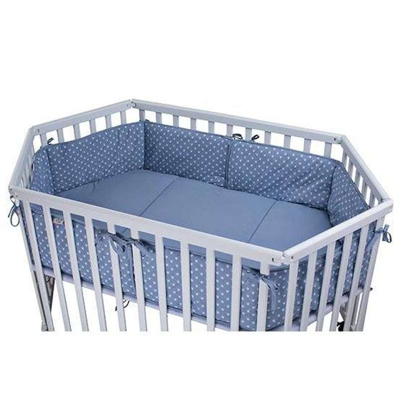 TiSsi fabric edge and sheet for collapsible 6-sided playpen - light blue crown
