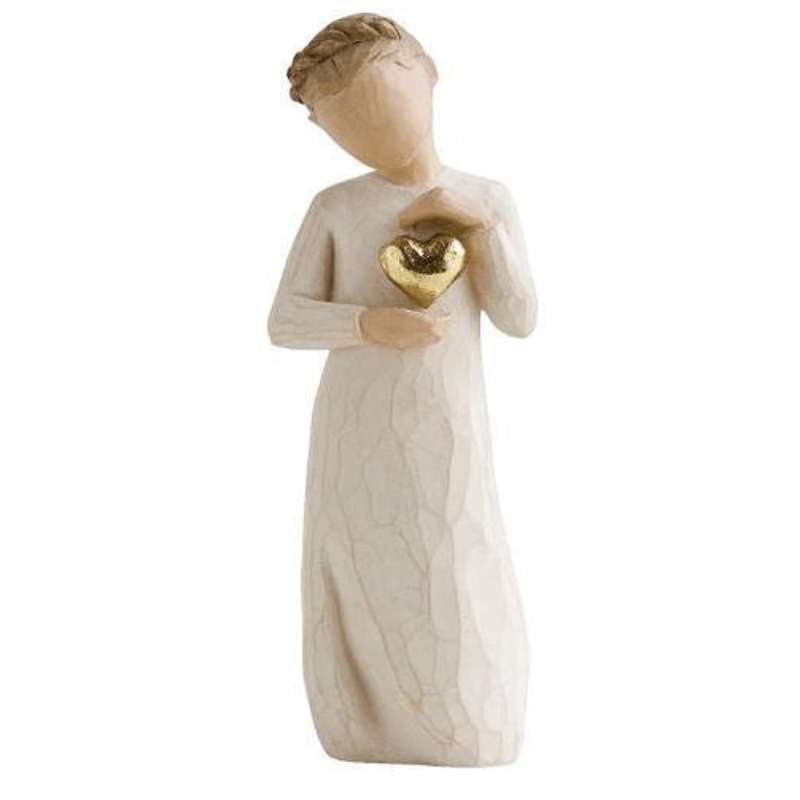 Willow Tree Keepsake figurine (girl with gold-colored heart)