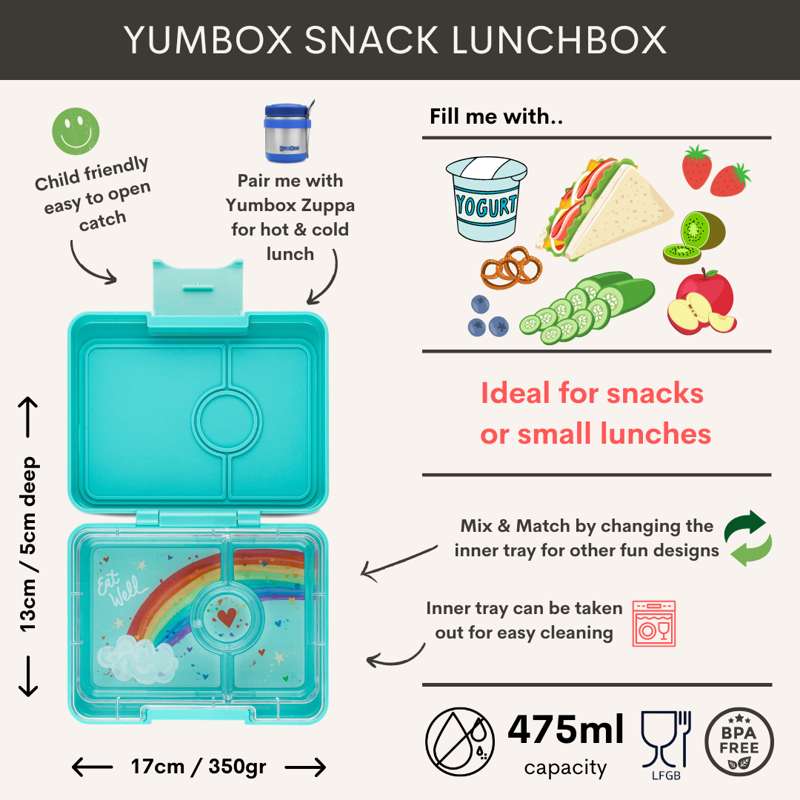 Yumbox Lunchbox - Minisnack - 3 compartments - Surf Blue/Polar Bear